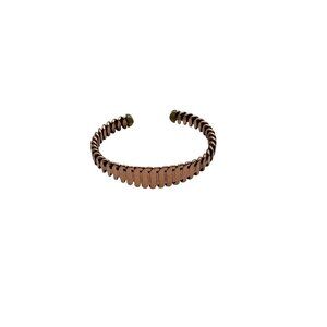 Handcrafted Copper Cuff Bracelet With Textured Chain Link Adjustable Fit Unisex
